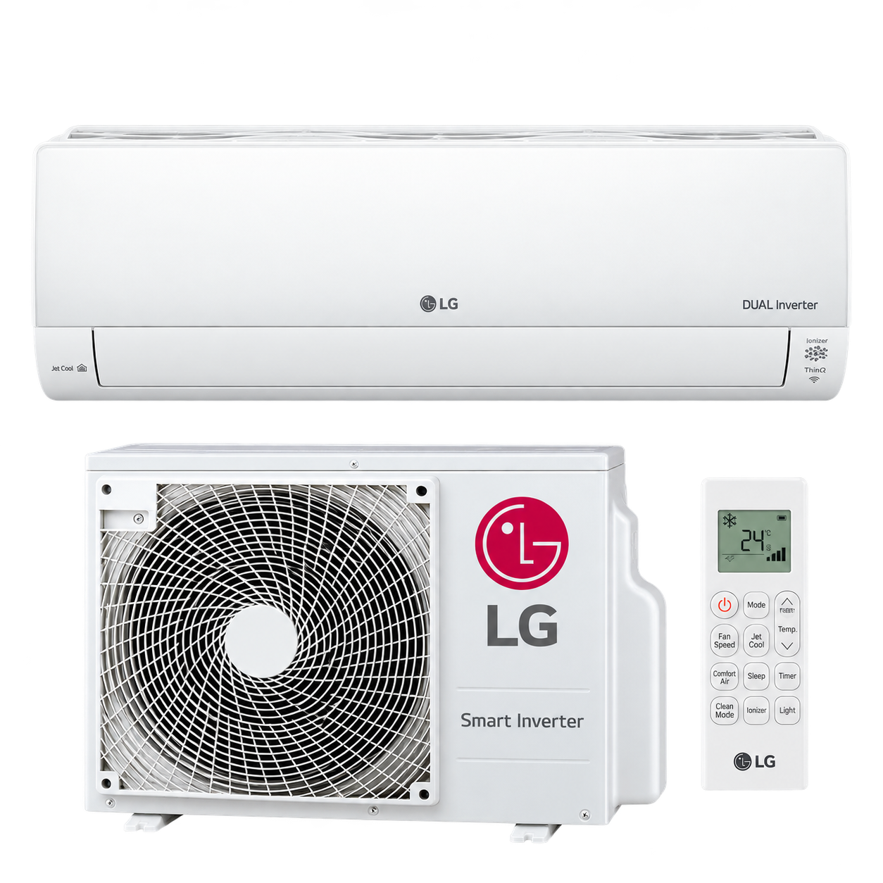 LG DualCool Deluxe klima uređaj – unutrašnja i vanjska jedinica sa daljinskim upravljačem